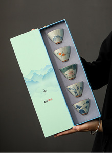 Tasse à thé en porcelaine peinte à la main de style chinois, service à thé Gongfu, tasse individuelle, cadeau pour les personnes âgées, cadeau pour les dirigeants - Product Image 3