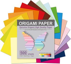 Papier <span class=keywords><strong>origami</strong></span> 500 feuilles 20 couleurs vives Feuilles carrées de 6 pouces <span class=keywords><strong>pour</strong></span> enfants adultes-Projets d'artisanat (livre électronique inclus) Fabriqué en Chine - Product Image 1