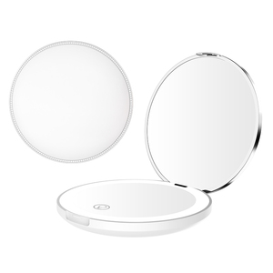 Round <b>Compact</b> <b>Mirror</b> With Lighted Double Sided Foldable Makeup <b>Mirror</b> Plastic Frame Mint Green Color - Product Image 4