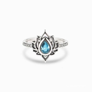 Anello in Rame Inciso su Misura: Design Vintage con Fiamma, Loto e Goccia d'Acqua con <span class=keywords><strong>Pietra</strong></span> Naturale per Donne - Product Image 5