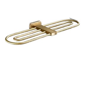 Porte-serviettes en cuivre doré brossé, étagère de salle de bain moderne et minimaliste avec double barre pour le rangement des serviettes - Product Image 5