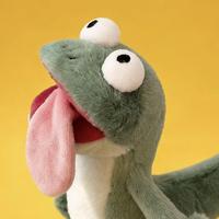 Porte-clés Peluche Hoppers Green Lizard, Figurine de Dessin Animé avec Langue Extérieure, Fixation Magnétique, Coton PP, Animal en Peluche Brodé