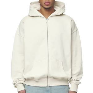 YUJIA <span class=keywords><strong>felpa</strong></span> con cappuccio da uomo di lusso con <span class=keywords><strong>Zip</strong></span> pesante 310 bianco squadrato Gsm felpe per l'inverno stampa personalizzata invernale da uomo - Product Image 5