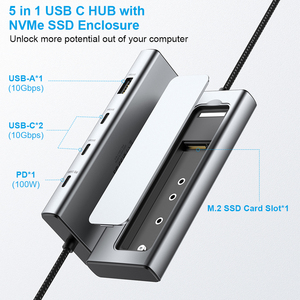 RSHTECH ad alta velocità 10Gbps <span class=keywords><strong>USB</strong></span> 3.2 Gen 2 PD100W M.2 NGFF <span class=keywords><strong>NVMe</strong></span> <span class=keywords><strong>SSD</strong></span> custodia adattatore <span class=keywords><strong>SSD</strong></span> Dock <span class=keywords><strong>SSD</strong></span> <span class=keywords><strong>Hub</strong></span> <span class=keywords><strong>USB</strong></span> <span class=keywords><strong>C</strong></span> Docking - Product Image 3