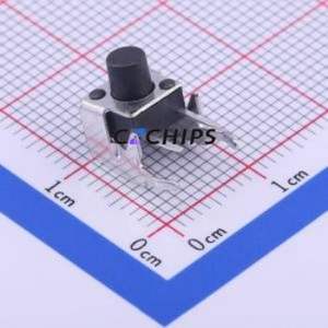 TC-1102N-C-B-B Tactile Switch Bent Lead Through Hole,6x6mm Switch Single Pole Single Throw Round Button 2.6N Right Angle Insert - Product Image 1