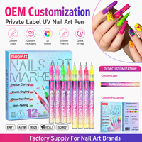 Fabricant de stylos marqueurs pour nail art OEM sous marque privée, stylos UV lumineux pour la décoration des ongles, emballage personnalisé, 12 ou 24 couleurs, vente en gros