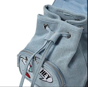 Vente directe d'usine mode voyage mini imperméable shopping voyage bleu sac à dos fille denim sac à dos - Product Image 3