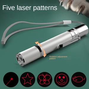 USB ricaricabile viola luce gatto giocattolo Multi-Pattern Laser Teaser divertente penna gatto in plastica resistente movimento interattivo per animali domestici cani - Product Image 3
