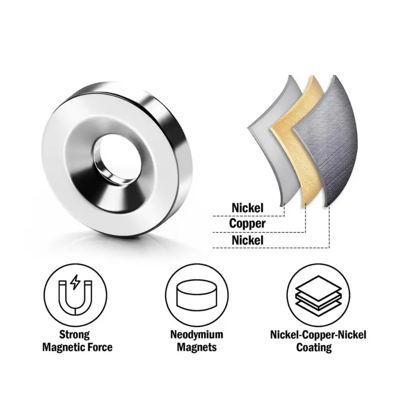 Strong Neodymium Disc Countersunk Hole Magnets 8x3 M3 12x3 M4