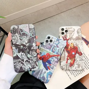 Grosir Penutup Belakang TPU Lembut Spider Man Iron Man untuk Iphone 11 12 13 Pro Max XS XR Casing Pelindung Ponsel Anime