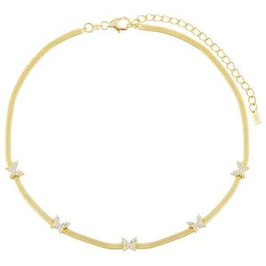 Ensemble collier et bracelet tendance en chaîne serpent plaqué or, <span class=keywords><strong>mini</strong></span> papillon brillant, délicatesse pour femme - Product Image 2