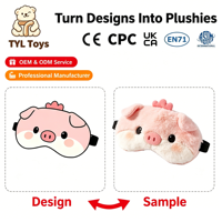 Masque pour les yeux en peluche animale, coton PP doux, girafe, grenouille, cochon, personnalisé pour les enfants, aide au sommeil, voyage, repos, OEM
