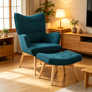 <span class=keywords><strong>Fauteuil</strong></span> de luxe CARLFORD à dossier haut et à un seul siège avec garniture à boutons et pieds en bois pour salon, chambre à coucher, hôtel, <span class=keywords><strong>fauteuil</strong></span> de loisirs élégant - Product Image 3