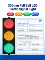 Feu de signalisation LED à conception modulaire, diamètre 200 mm 300 mm (8 pouces 12 pouces), 3 sections lumineuses (rouge, jaune et vert) (Prêt à câblage)