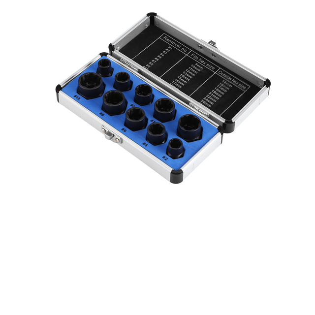 10PCS DIY Grade Car Wheel Nut Removal Tool Set Twist Socket & Screw Extractor for Nut Lock Remover Automotive Tools