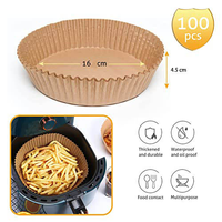 100 pièces de papier de cuisson carré et rond pour friteuse à air, qualité alimentaire, 16 cm et 20 cm, résistant aux hautes températures, écologique, compatible four, anti-graisse, jetable