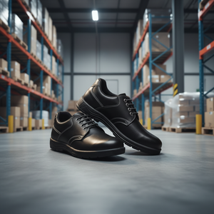 Zapatos de seguridad de cuero genuino de aspecto premium para hombre, diseño duradero con cordones, suela resistente, cómodos para uso diario, estilo industrial. - Product Image 1