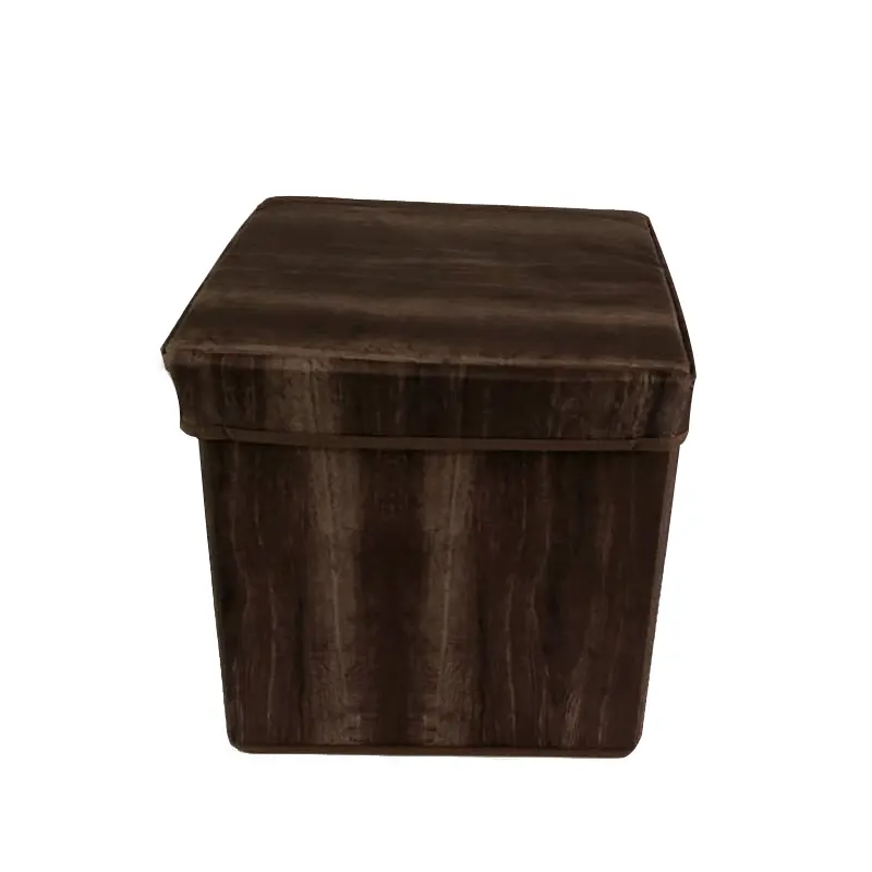 Casa móveis grão de madeira impresso tecido ottoman quadrado descanso fogão caixa de armazenamento com tampa