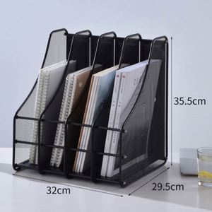 4 Sort File Sorter Organizer Metal Mesh Desktop <b>Document</b> Magazine <b>Holder</b> Vertical Upright Sections - Product Image 6