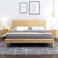 Ensemble de lit king size en bois massif de style moderne du milieu du siècle avec tables de chevet pour chambre à coucher, hôtel et appartement, design convertible