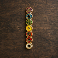 Broche personnalisée en émail souple avec symboles des 7 chakras, en métal émaillé, avec finition époxy, pour la décoration de vêtements