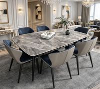 Table à manger classique nordique de luxe élégante avec pieds en métal pour maison moderne, salon, hôtel, école, villa, meubles durables pour la maison