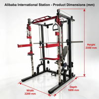 Appareil de musculation multifonctionnel tout-en-un commercial : Smith Machine, Power Rack, Crossover à câbles