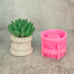 Early Riser Petit <span class=keywords><strong>Laine</strong></span> Tricoté Chapeaux Gypse Pots De Fleurs Chandelier Silicone Moule DIY Boîtes De Rangement Bougies Bocaux Moulures - Product Image 2