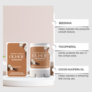 Déodorant en stick OUHOE en gros pour le corps, rafraîchissant, élimination des odeurs, confortable, noix <span class=keywords><strong>de</strong></span> coco et <span class=keywords><strong>vanille</strong></span>, 14g - Product Image 3