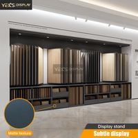 Yeks Meuble de présentation moderne pour carreaux de porcelaine avec cadre métallique sur mesure, tiroir et étagère coulissante pour carreaux