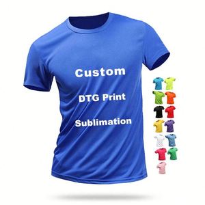 Échantillon gratuit, logo personnalisé imprimé en sérigraphie, 100% polyester, col rond, manches courtes, coupe classique, écologique, séchage rapide, pour homme - Product Image 1