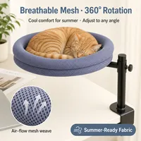 Perchoir de fenêtre pour chat en maille respirante, lit suspendu rotatif à 360° avec fixation par pince, tissu rafraîchissant et support peu encombrant
