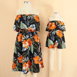 Tenues assorties pour la <span class=keywords><strong>famille</strong></span> Hawaï Ensemble chemise et robe florale parent-enfant pour maman papa garçon fille <span class=keywords><strong>Vacances</strong></span> à la plage Voyage Resort Vêtements - Product Image 3