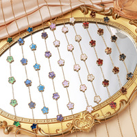 Pulsera con Colgante de Flor de Cinco Pétalos Multicolor, Hecha de Acero Inoxidable 18K, para Decoración y Regalos