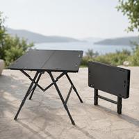 Table pliante en acier au carbone avec logo personnalisé en gros pour barbecue et camping, hauteur réglable de 42 à 51 cm