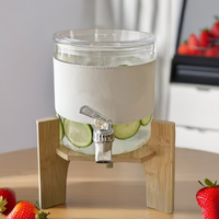 Baril à vin, jus, lait ou bière classique de 2,3 L en verre borosilicate soufflé à la main avec robinet en plastique – Idéal pour les fêtes et la cuisine
