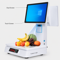 Caisse enregistreuse tactile à double écran 15,6 pouces, Windows 11, Intel Core I3, 4 Go de RAM, 64 Go de SSD, tout-en-un, pour la vente au détail, les supermarchés, les restaurants