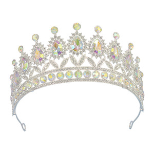 Couronne de mariée transfrontalière, style européen et américain, grand diadème de reine, accessoires de cheveux en cristal pour mariage et anniversaire - Product Image 6
