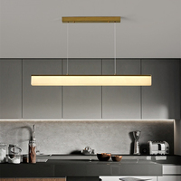 Lustre de restaurant réglable en hauteur en or de haute qualité, design minimaliste, en marbre espagnol, longue suspension pour îlot de cuisine