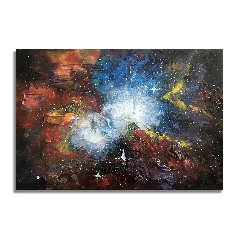 Pintura abstracta de galaxia la vía lechosa, pintura al óleo hecha a mano