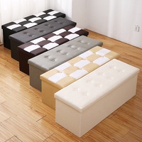 Banc-Coffre de Rangement Pliant en Cuir, Repose-Pieds de Luxe Rembourré pour Salon, Chambre ou Couloir