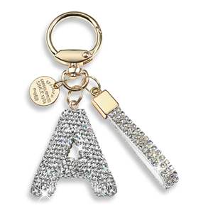 Llavero de Metal con Letras del Alfabeto A-Z, Adornado con Pedrería Brillante y Colorida, Venta al por Mayor - Product Image 1