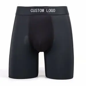 Customized OEM Men Hip Underwear Long Section Solid Color Sporty Bamboo Sublimation Blanks Boxers Men