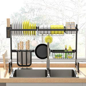 Rack Rack Storage Rack Adjustable Dish Drainer Kitchen Organization Storage Space Saver Shelf Holder Tableware Drainer Sink Organizer Dish Rack