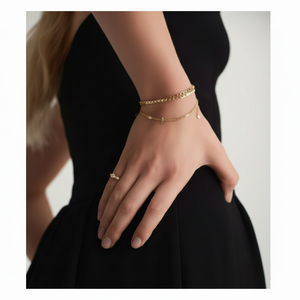 Grand bracelet chaîne ovale carrée avec placage rhodium or rose, style religieux classique, bijoux diamant et perle pour fête ou cadeau - Product Image 1