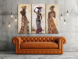 3 piezas de arte en lienzo de mujeres africanas, niñas africanas con trajes nacionales, <span class=keywords><strong>lienzos</strong></span> de arte de pared africanos, accesorios de pared <span class=keywords><strong>para</strong></span> regalo, etc. - Product Image 2