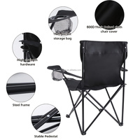 Chaise de camping pliable avec sac de transport, en acier et tissu Oxford, avec porte-gobelet et dossier robuste