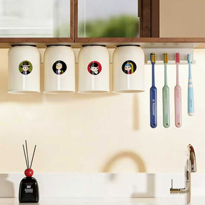Magnetic <b>Toothbrush</b> <b>Holder</b> With Cup Storage Wall Mounted No Drilling Required For Bathroom Toilet Use - Product Image 4