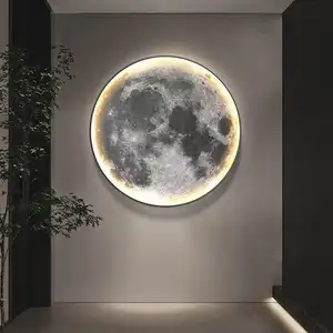 Modern Led Wall Art Moon Painting Home Decor Luxury Earth Bedroom Decorations For Home Led 3d Painting