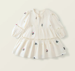 Abiti estivi personalizzati all'ingrosso per ragazze <span class=keywords><strong>a</strong></span> maniche lunghe stampe floreali in cotone al ginocchio stile Casual ODM per bambini piccoli - Product Image 4